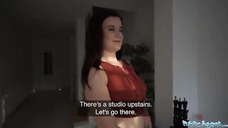 Agent took the girl to the studio and fucked her for money in a risky setup