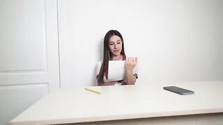 The student got on the dick for concern and got a cumshot
