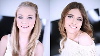 Cute teen Hannah Hays and Ariel McGwire in a sucking session