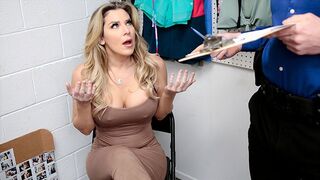 Gorgeous MILF Kayla Paige, caught stealing, undergoes a strip search in a steamy scenario